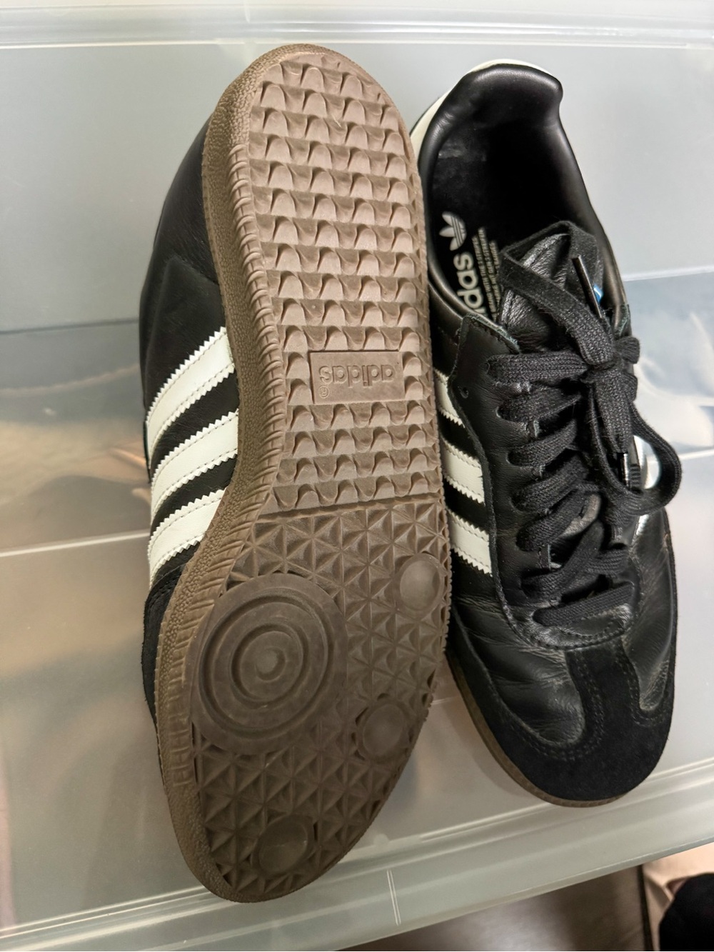 adidas Samba Black and White Leather Sneakers - Picture 3 of 3